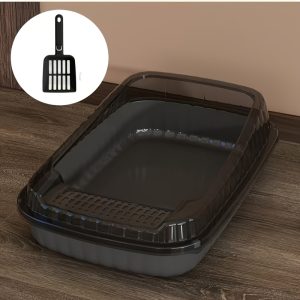 Anti-Splash Semi-Enclosed Litter Box with Scoop – Crazy Cat Ladies